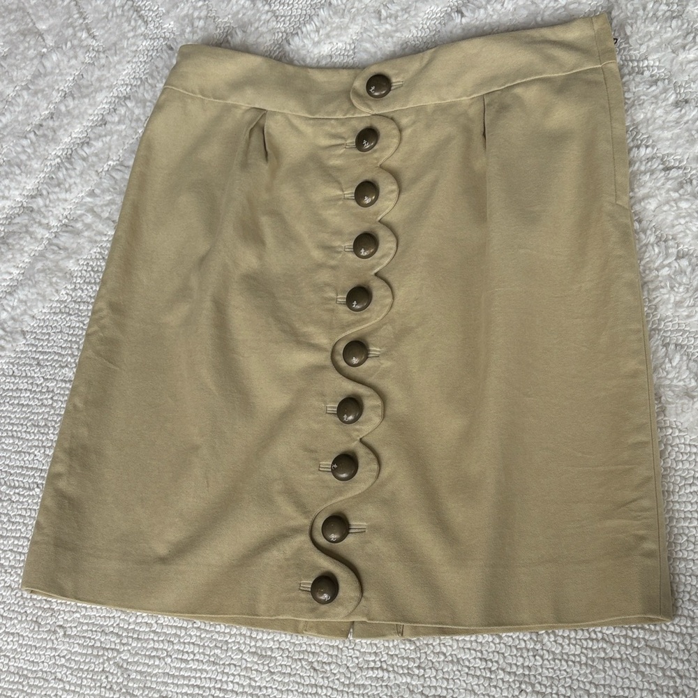 Anthropologie Taikonku Tan Button-Detail Midi Skirt